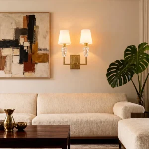 Gold Modern Simple Warm White LED Wall Lamp Stainless Steel & Glass Shade Small Size for Living Room Bedroom Bedside