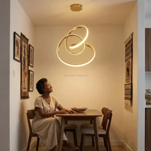 Gold Pendant Light Tricolors LED Mini Chandelier Lustre for Africa Home Restaurant Decor Lighting