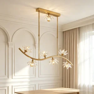 Gold Restaurant Flower Chandeliers Ceiling Luxury Pendant Lamp Led for Living Dining Room