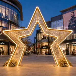 Golden LED Thin Frame Star Shape Walk-through Arch for Park Walkway Decor IP65 CE UL Star Arch Motif Light