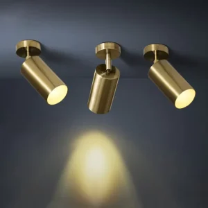 Golden Surface Mounted Aluminum Ceiling Spotlight with Adjustable Angle IP66 Rated LED for Outdoor Use
