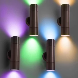 Gouly Modern Solid Brass RGBW Outdoor LED Wall Lamp IP65 Waterproof up Down Light for Villa Patio Porch Architectural Lighting