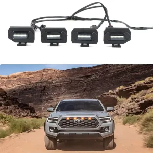 HOLY 4X4 4pcs Raptor LED Grill Lights for Tacoma OEM Grill 900LM 2835 Chip Canbus Compatible for Road
