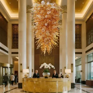 Hand Blown Multicolor Glass Pendant Luxury Large Hotel Lobby Custom Chandelier Light for Living Room