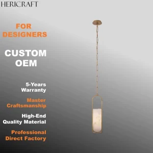 Hand Carved Alabaster Pendant Hanging Light in Antique Burnished Brass for Living Bathroom Dining Kitchen 110V