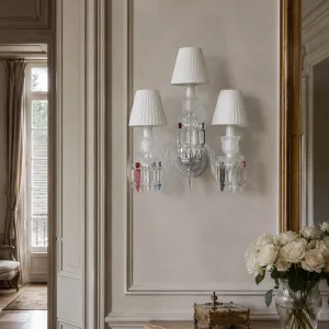Hand Twisted Clear Glass Arm Wall Lamp Multicolored Crystal Pendants for High End Hotel Mirror Wall Fixture