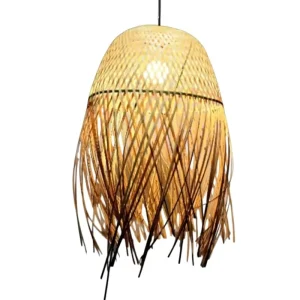 Hand Woven Bamboo Rattan Pendant Light Shade Material Bamboo Dual Tone Lantern Hanging Lamp for Dining Room Tea Room Bedroom