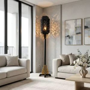 Hand painted Wood Art Lamp
