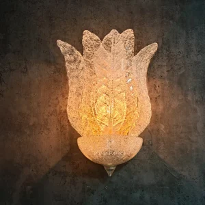 Handcrafted Embossed Leaf Texture Clear Glass Wall Lamp for Apartment Entrance Stair Wall Mount Lighting Fixture