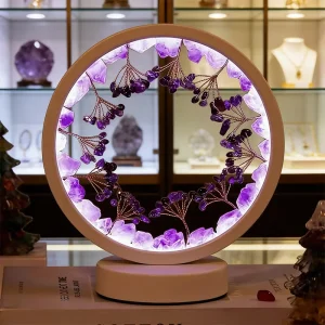 Handmade Natural Crystal Table Lamp Round Shape 3-Color Night Light Other Crystal Crafts Ornament