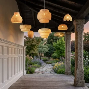 Handmade Natural Woven Japanese Restaurant Decorative Lighting Wooden Bamboo Chandeliers Creative Rattan Pendant Cane Hanging