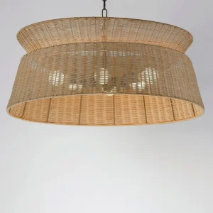 Handmade Rattan Dark Bronze Hanging Ceiling Lamp Fixture Lampshade Pendant Light for Bedside Livingroom Restaurant