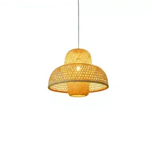 Handmade Rattan Pendant Light Woven Bamboo Ceiling Lamp Warm Ambient Hanging Lamp for Living Room Bedroom