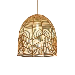 Handwoven Rattan Pendant Light Flared Dome Wicker Ceiling Lamp Boho Chic Hanging Lamp for Restaurant Bed Room