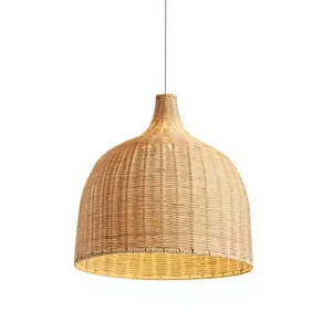 Handwoven Rattan Pendant Light Natural Woven Slat Hanging Lamp Contemporary Dome Ceiling Light Dimmable High CRI 95 for Living