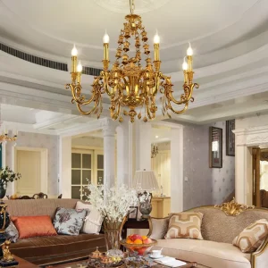 Hanging Baroque Luxury Pendant Lamp Hotel Villa Living Room Decorative Brass Chandeliers