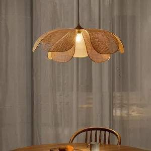 Hanging Chandelier for Living Room Restaurant Boho Hand Rattan Kitchen Island Pendant Light