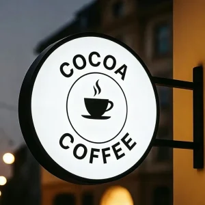 Hanging Double-Sided LED Sign Outdoor Lightbox Signage Rounded Sign Acrylic LED Advertising Light Boxes for Coffee Shop Bar