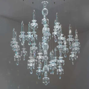 Hanging Linear Clear Candle Holder Crystal Chandelier Light Fixture Pendant Light for Interior Decoration