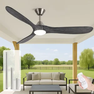 Heavy Duty 70 WiFi Smart Ceiling Fan LED Light 3 Grey Wood Blades Tuya App Alexa Voice Control High CFM DC Electric Household