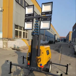 Heavy Duty 7m Mobile Lighting Tower Diesel Engine 4x400W LED Trailer Mounted Portable Light Tower for Mining Area