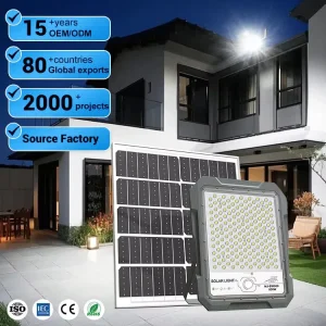 Heavy Duty Die Cast Aluminum IP65 Solar LED Flood Light 100W 1500W Mono Si Panel LiFePO4 Commercial Industrial Outdoor Lamp