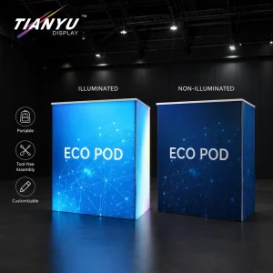 Heavy Duty Portable LED Counter Desk Aluminum Frame Folding Reception Table Luminous Seg Fabric Graphic For Trade Shows