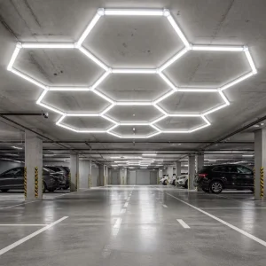 Hex LED Honeycomb Fixture for Underground Parking Garage Ceiling 6000K Bright Modular
