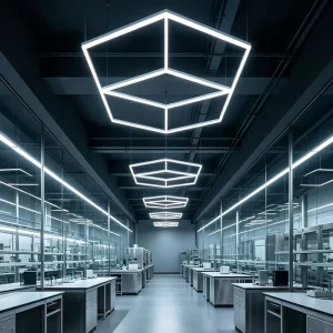 Hexagon LED Batten Light Industrial Modular Lighting High Bay Workshop Cleanroom Ceiling Fixture
