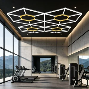 Hexagon LED Work Light Ceiling Working Light for Gym Fitness Yoga Dance Boxing Studio Training Workshop Sports Room