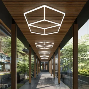 Hexagon Modular Linear LED Light Architectural Ceiling System Custom Design Commercial Corridor Lighting Fixture