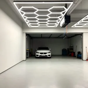 Hexagonal LED Ceiling Light Modular Honeycomb LED Garage Light Linkable Hex Grid Shop Light Garage Workshop Store