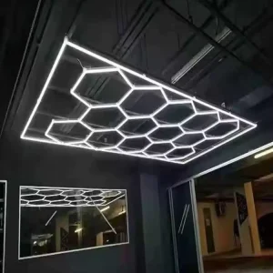 Hexagonal LED Commercial Ceiling Light Honeycomb Modular Linkable Showroom Retail Clothing Store Exhibition Hall