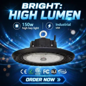 Higbay Led Light 150w CE ETL Certificate 7 Years Warranty Waterproof IP65 UFO High Bay Light Workshop Garage Lighting