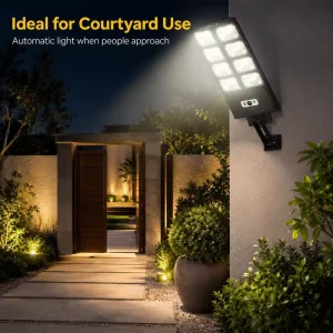 High Bright 3000mAh 2×18650 ABS+PS Solar Motion Sensor Light for Courtyard Pathway Solar Street Light