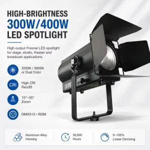 High Brightness 2in1 Zoom Spot Spotlight Light White LED Theater Theatrical Studio Moving Lights for Theater Concert