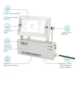High Brightness Durable Rechargeable 10W LED Emergency Light IP65 Alloy 2Kg 6000K Daylight Warehouse Large