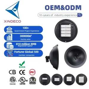 High Brightness Energy Efficient AC Industrial LED High Bay Light Durable Street Lighting IP67 Smartthings Compatible 5-Year