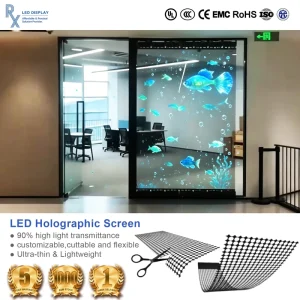 High Brightness Holographic P3.91 Video Wall Transparent LED Screen Stick on Glass Indoor Advertising Retail Store