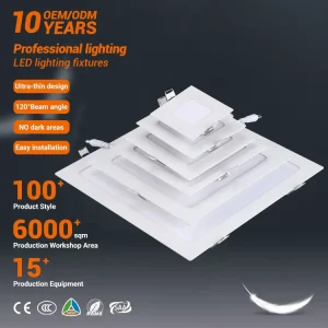 High Brightness Indoor Ceiling Recessed Round Square Aluminum 3w 6w 9w 12w 15w 18w 24w Smd Slim Led Panel Light
