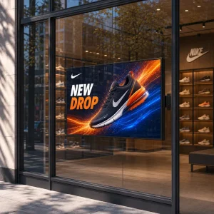 High Brightness LCD Window Advertising Display for Sneaker Shop Promotion