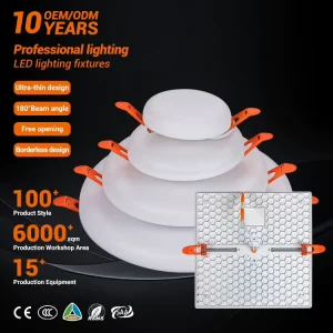 High Brightness Round Square Aluminum PP Down Light 9w 18w 24w 36w Indoor Recessed DOB Led Panel Light