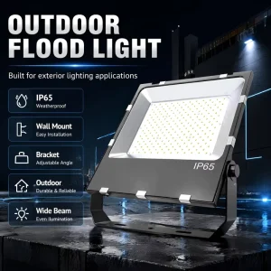 High Brightness Smart LED Flood Lights 50W 100W 150W with Photocell Sensor IP65 Outdoor Lighting for Building Parking Lot Area
