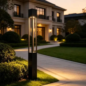 High Brightness Square LED Post Light Custom Thickness and Height Aluminum Landscape Lighting