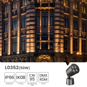 High CRI 95 Architectural LED Floodlight 50W 1800K to 10000K Tunable White RGBWCLA Outdoor Projector IP66