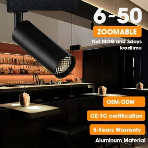 High CRI Anti Glare LED Track Light 3000K Warm White Restaurant Cafe Dining Room Commercial Spotlight