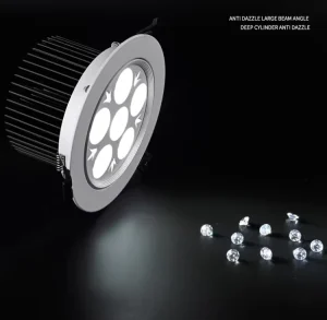 High CRI LED Recessed Jewelry Spot Light Anti Glare Aluminum Ceiling Downlight IP44 Rated 3-Year Warranty for Commercial Shop