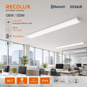 High Efficiency 140LM/W LED Batten Light CCT Power Switchable Ceiling Fixture for Office