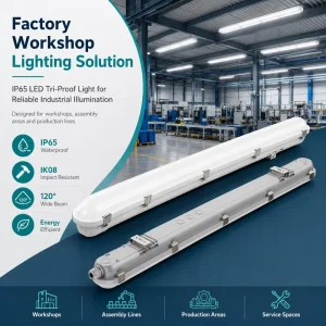 High Efficiency 150lm/W LED Tri-Proof Workshop Light for Industrial Energy Saving