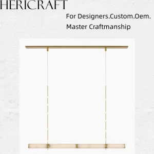 High End Designer Linear Suspension Light Natural Alabaster Marble Adjustable Luxury Pendant for Residential Villa Hotel Dining